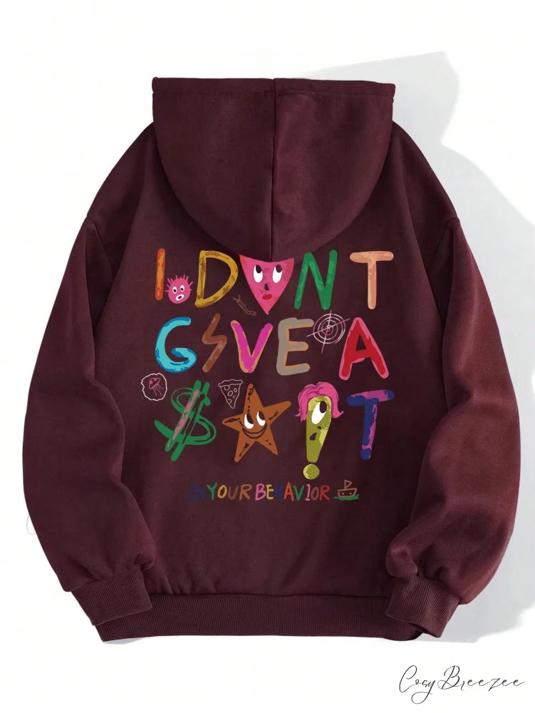 Funny Oversized Fleece Cozy Casual Hoodie Wine Red / S