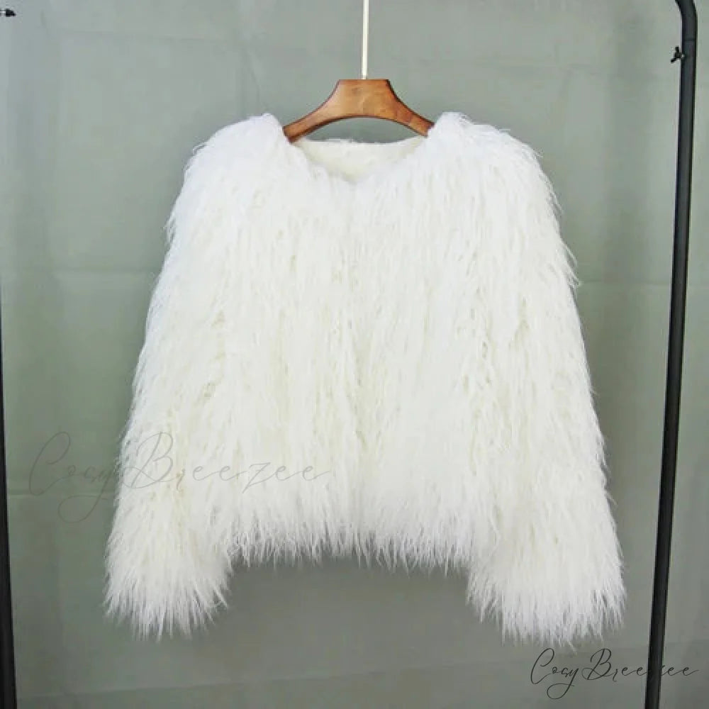 Fur Elegant Fringe Coat white / S