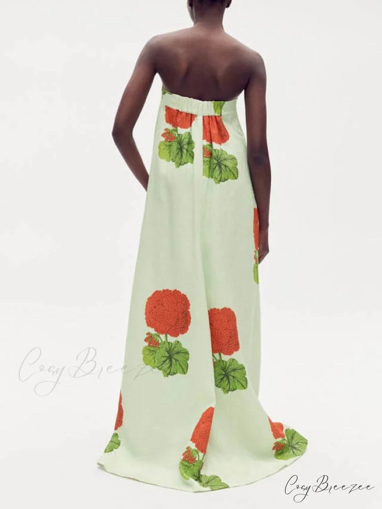 Geranium Floral Stylish Print Maxi Dress