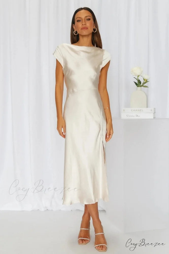 Get In Formation Charming Satin Midi Dress