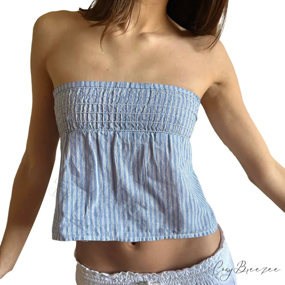 Gingham Smocked Bow Crop Top croptop-250223