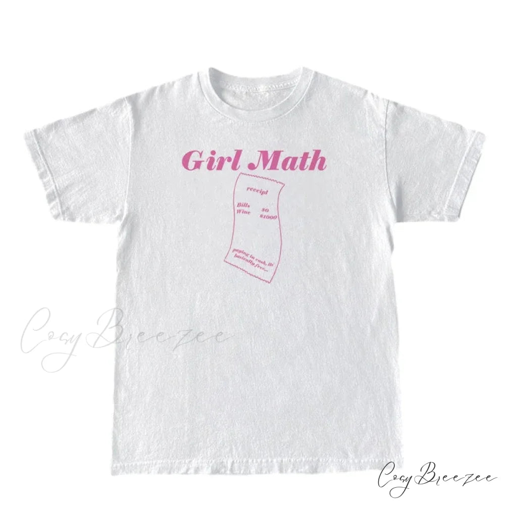 Girl Math Stylish Graphic Tee WHITE / XXL