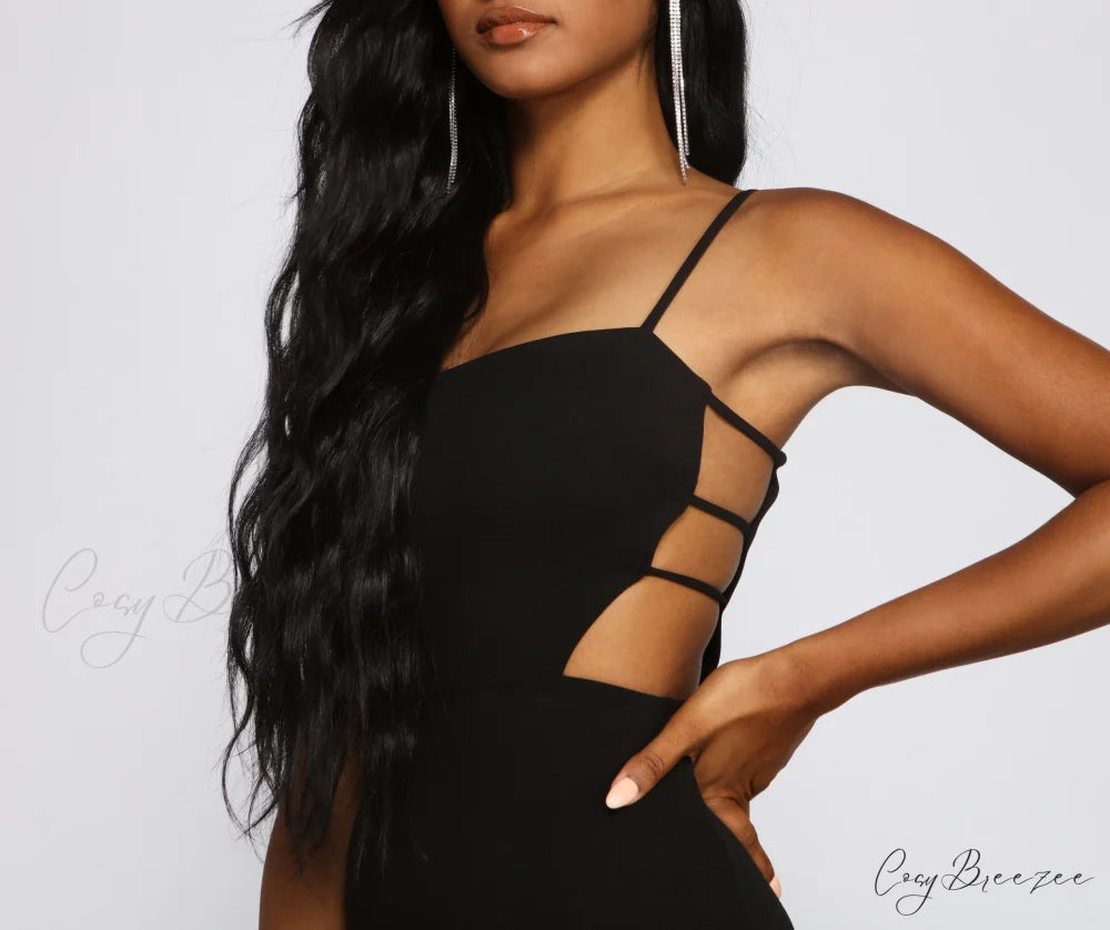 Glam And Pose Charming Crepe Cutout Mini Dress