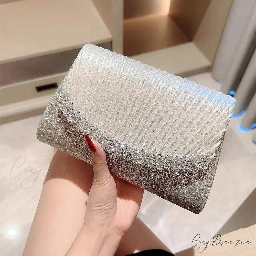 Glamorous Glitter Silver Evening Bag Women Shoulder Bag SILVER clutchbag-250126