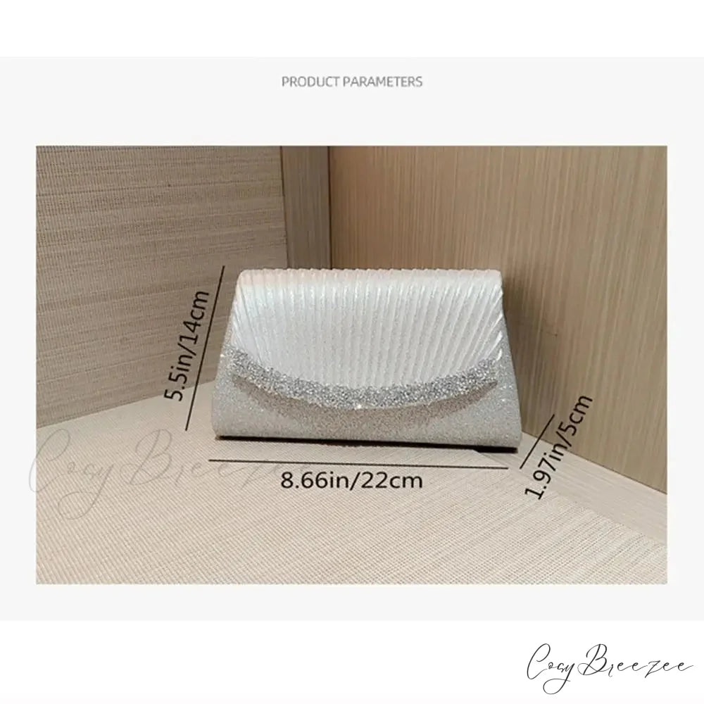 Glamorous Glitter Silver Evening Bag Women Shoulder Bag SILVER clutchbag-250126