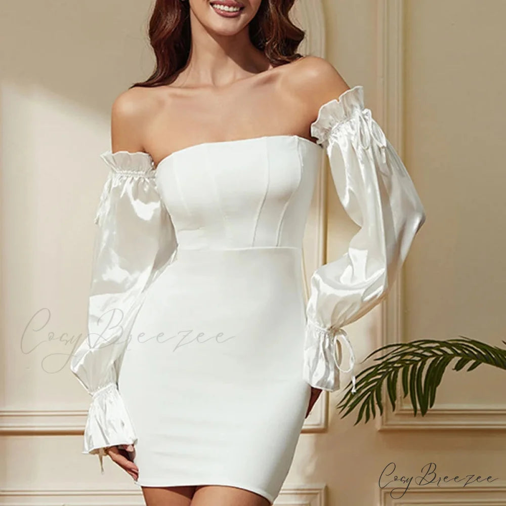 Glamorous Night Club Sexy Bodycon Glitter Christmas Party Dress White 1 / S