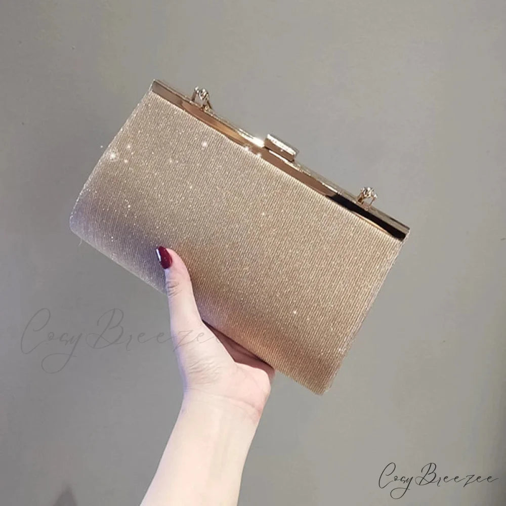 Glitter Apricot Luxury Evening Chain Shoulder Bag clutchbag-250126