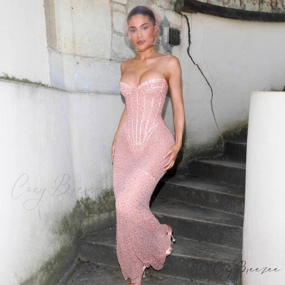 Glitter Boned Contouring Strapless Formal Dress promdress-250223