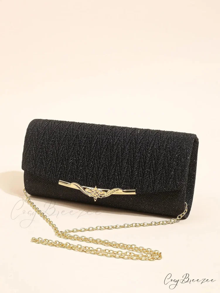 Glitter Envelope Evening Bag Black / (20cm clutchbag-250126