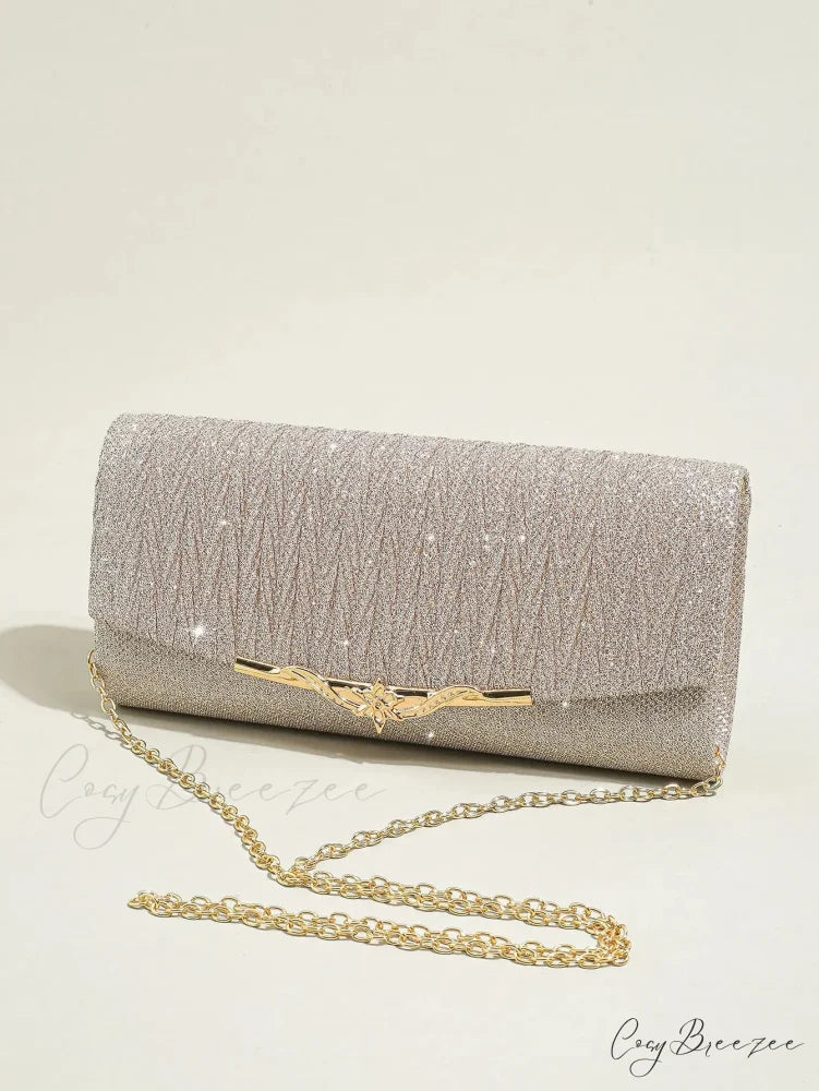 Glitter Envelope Evening Bag Champagne / (20cm clutchbag-250126