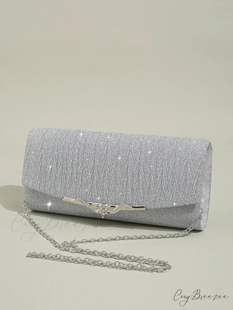 Glitter Envelope Evening Bag Silver / (20cm clutchbag-250126
