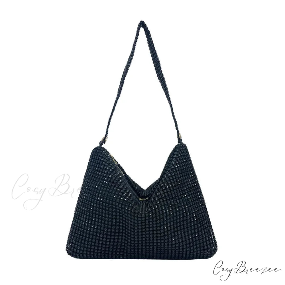 Glitter Evening Cocktail Wedding Clutch Bag Black clutchbag-250126