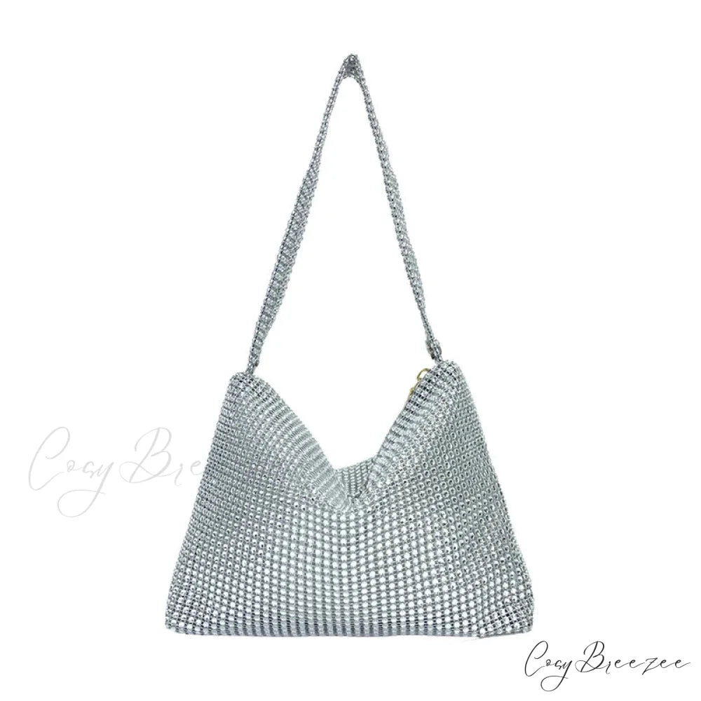Glitter Evening Cocktail Wedding Clutch Bag Silver clutchbag-250126
