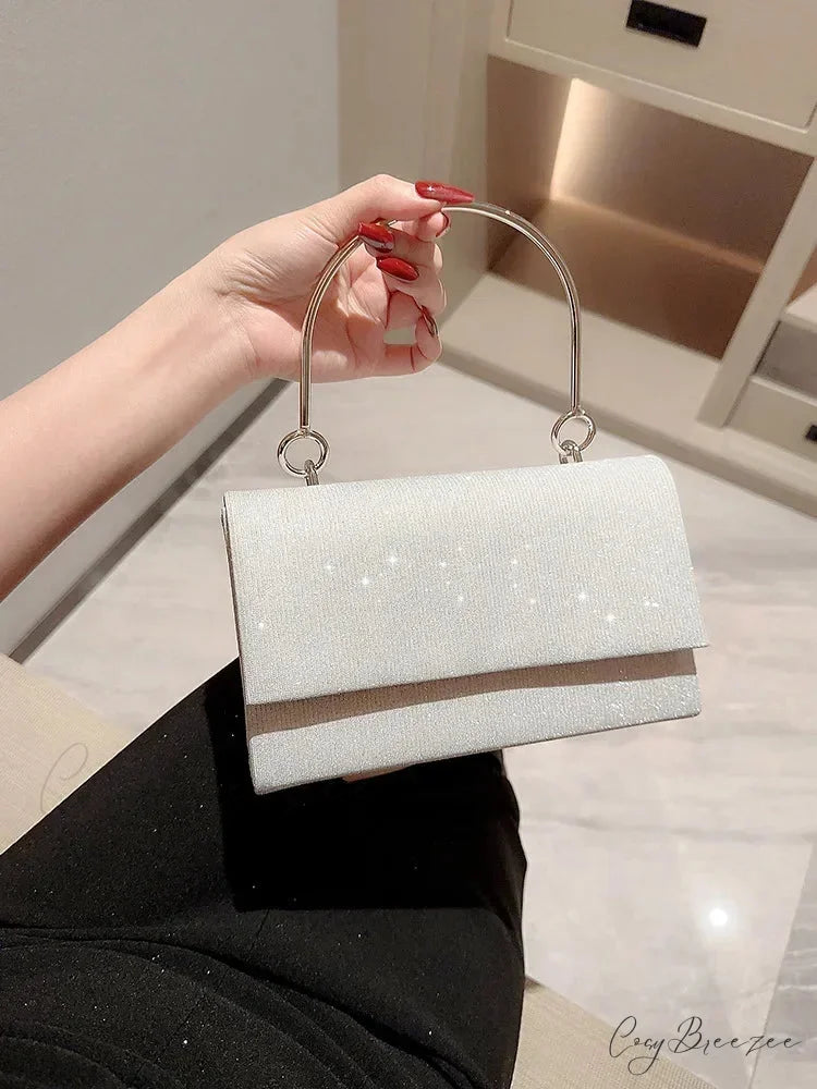 Glitter Wedding Shoulder Bag for Women Silver clutchbag-250126
