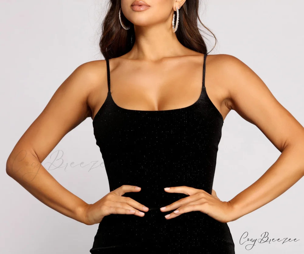 Glowing Moment Stylish Glitter Mini Dress