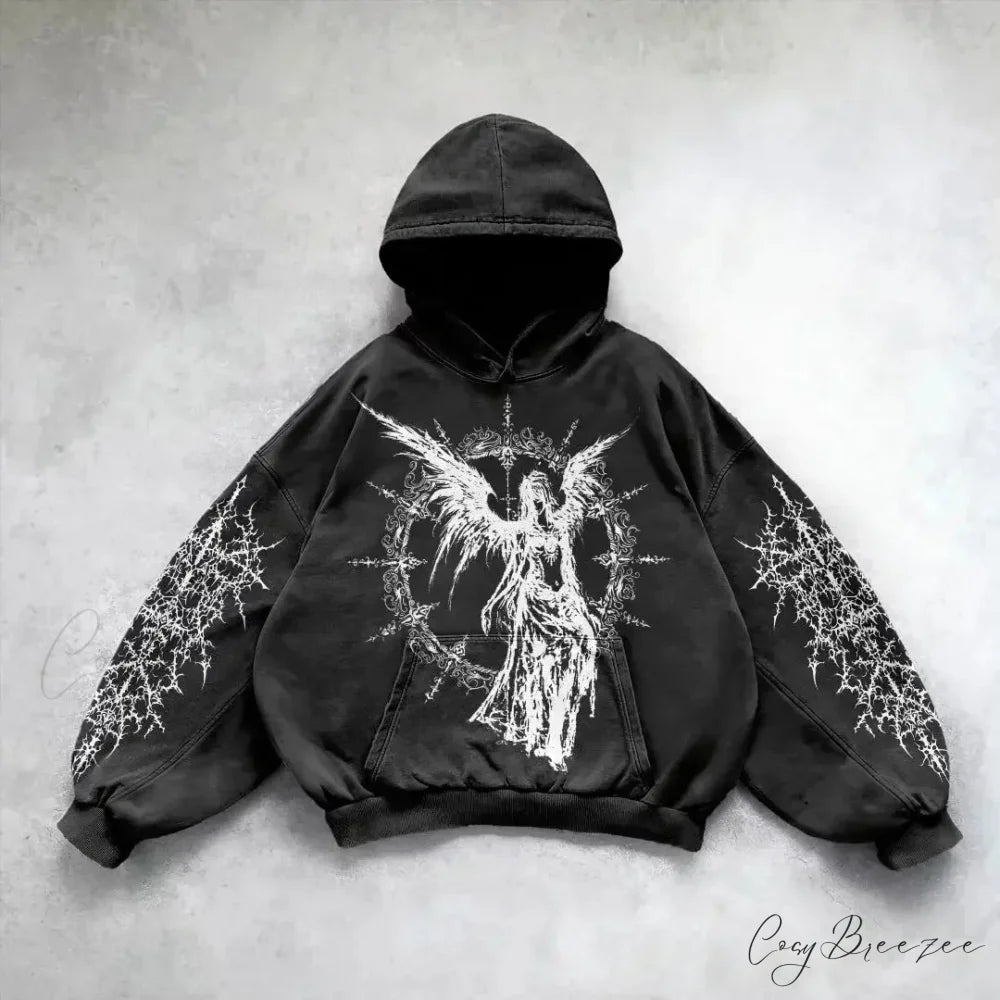 Goddess Pattern Print Hoodie black 2 / M hoodies-241228