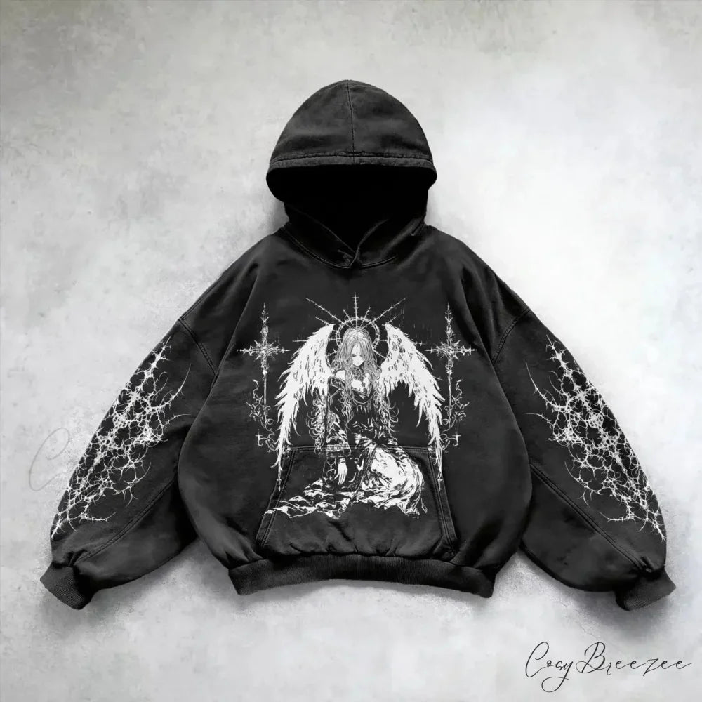 Goddess Pattern Print Hoodie black 4 / M hoodies-241228