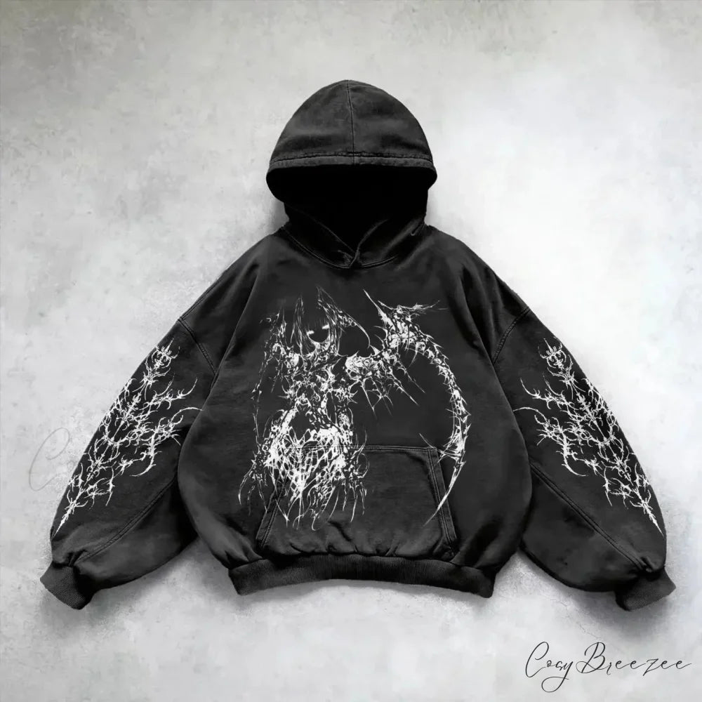 Goddess Pattern Print Hoodie black 5 / M hoodies-241228