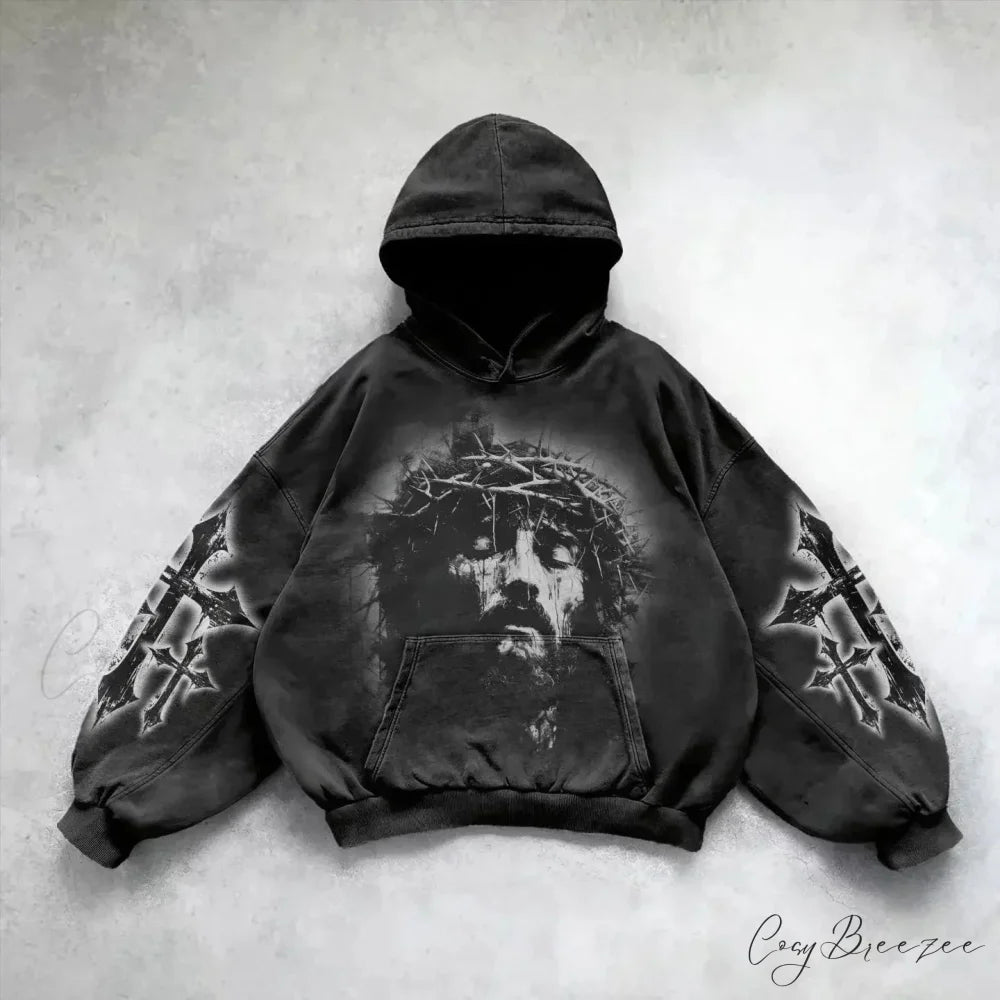 Goddess Pattern Print Hoodie black 9 / M hoodies-241228