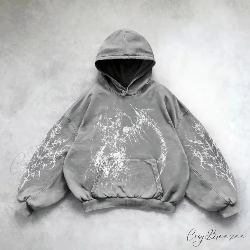 Goddess Pattern Print Hoodie grey 1 / M hoodies-241228