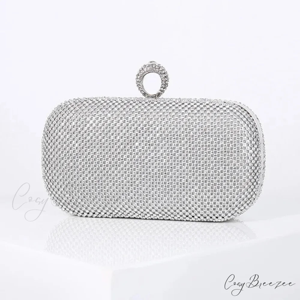 Gold Diamond Dinner Clutch silver wristlet-250126