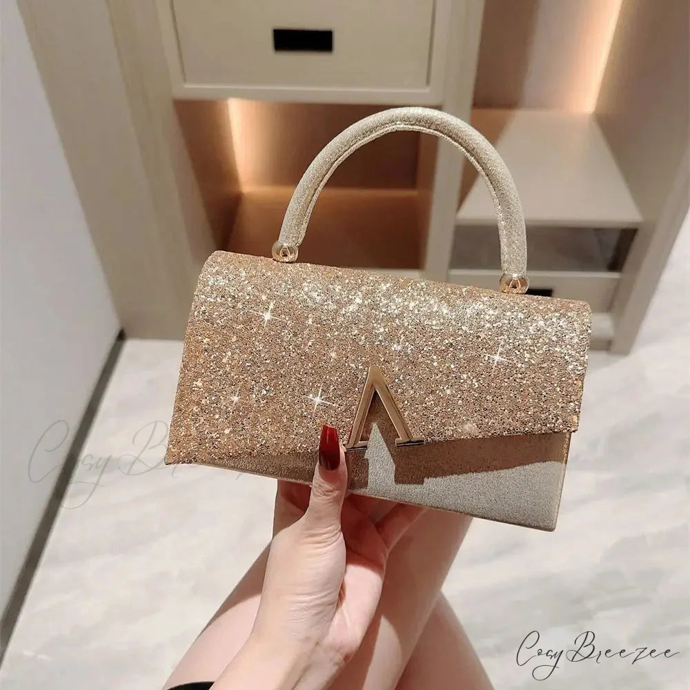 Gold Sequin Fashion Banquet Bag As Shown clutchbag-250126