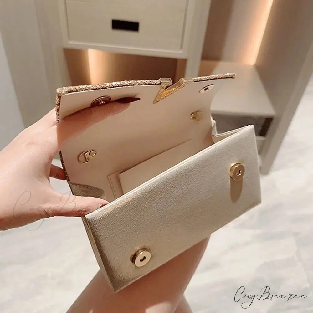 Gold Sequin Fashion Banquet Bag As Shown clutchbag-250126