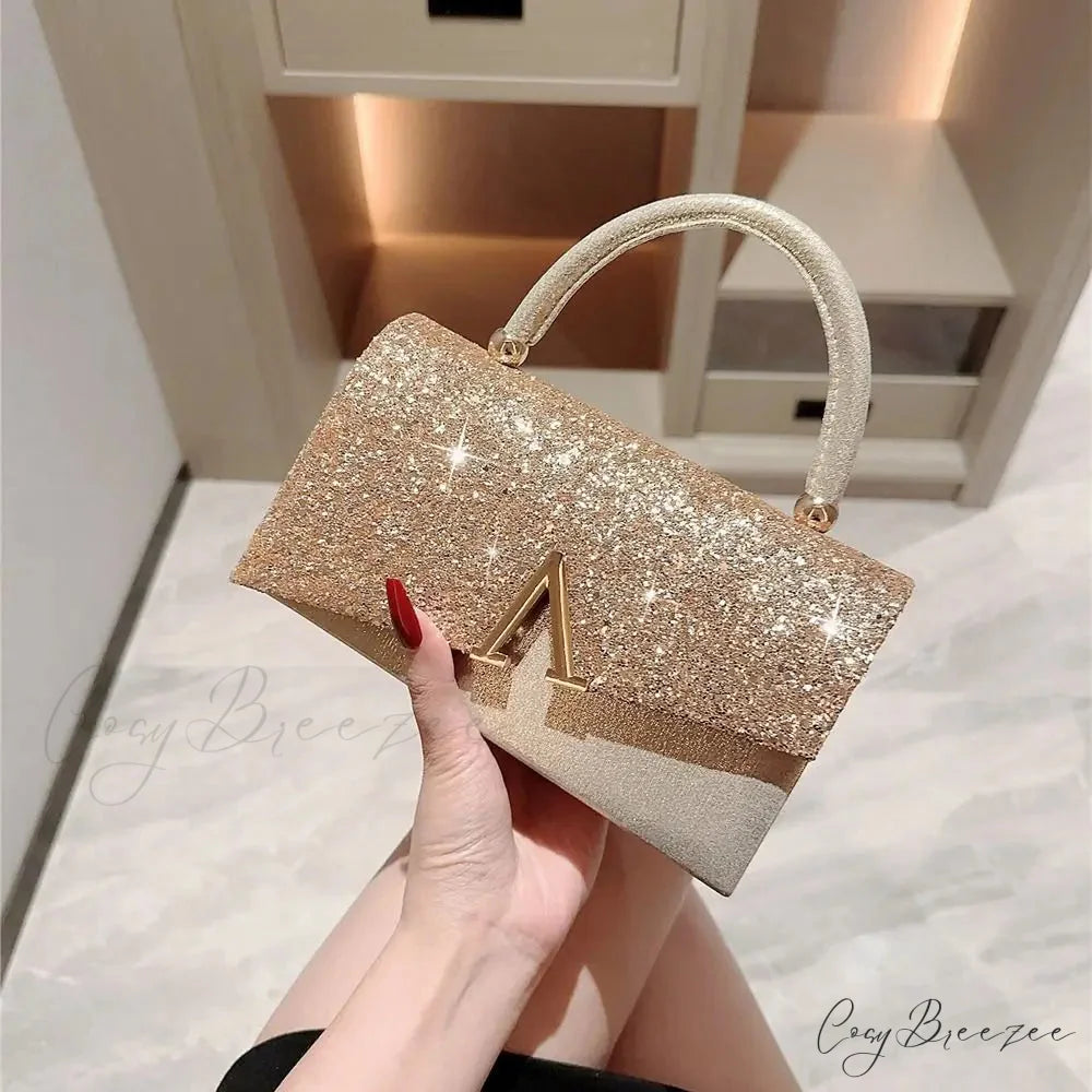 Gold Sequin Fashion Banquet Bag As Shown clutchbag-250126