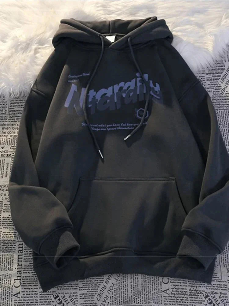 Goth Letter Print Relaxed Oversized Hoodie Dark Grey / M(40-50KG) hoodies-241228