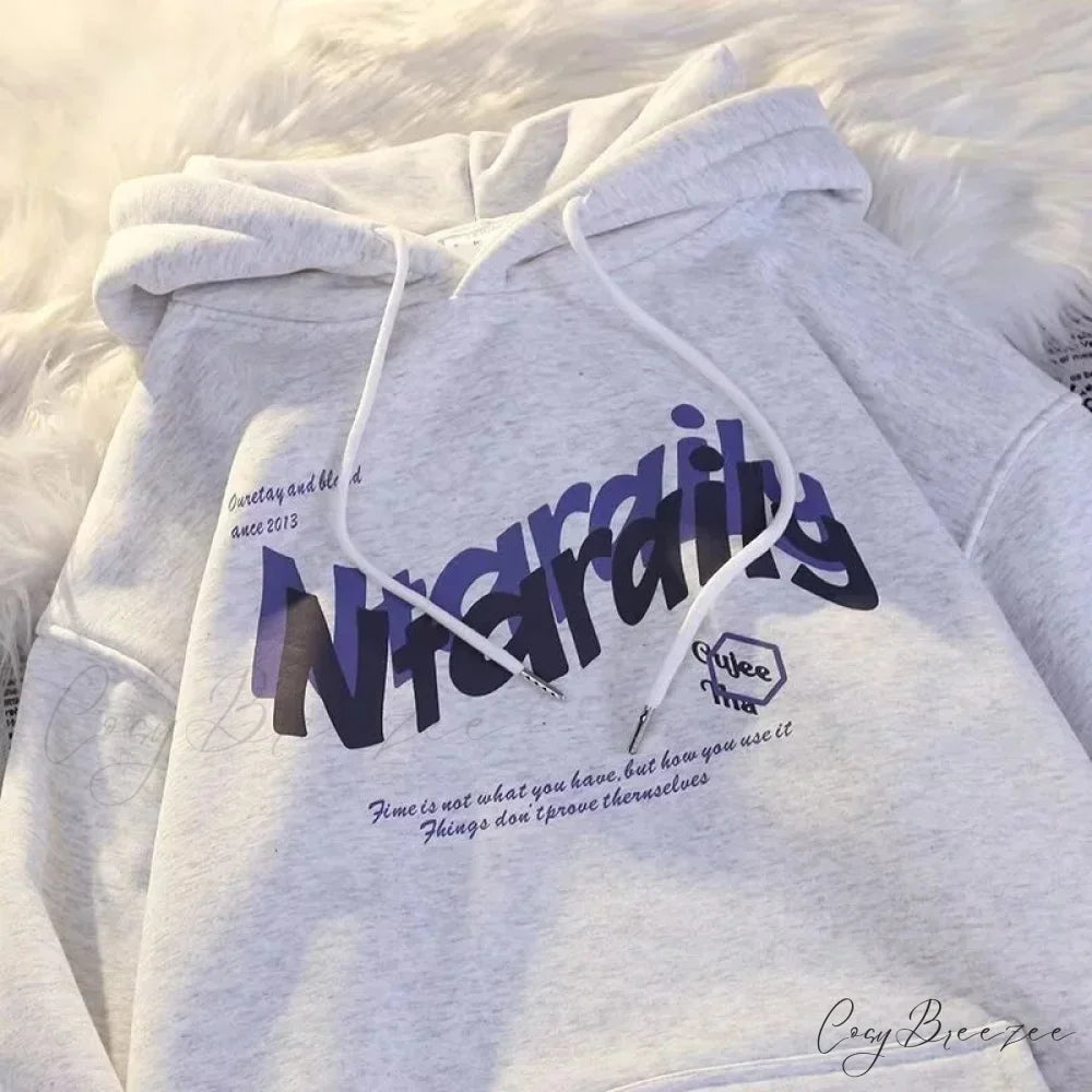Goth Letter Print Relaxed Oversized Hoodie hoodies-241228
