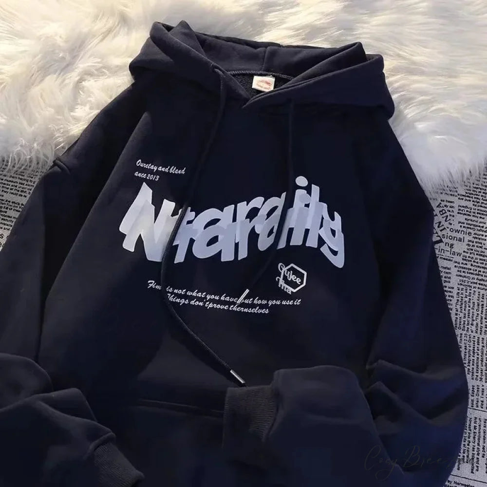 Goth Letter Print Relaxed Oversized Hoodie hoodies-241228