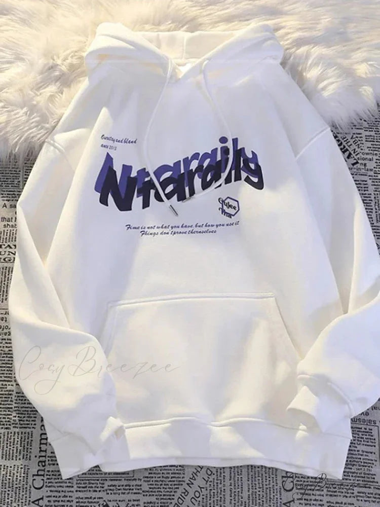 Goth Letter Print Relaxed Oversized Hoodie WHITE / M(40-50KG) hoodies-241228