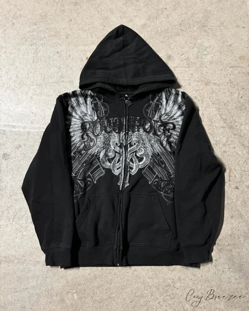 Gothic Letter Print Fall Hoodie black 9 / S hoodies-241228