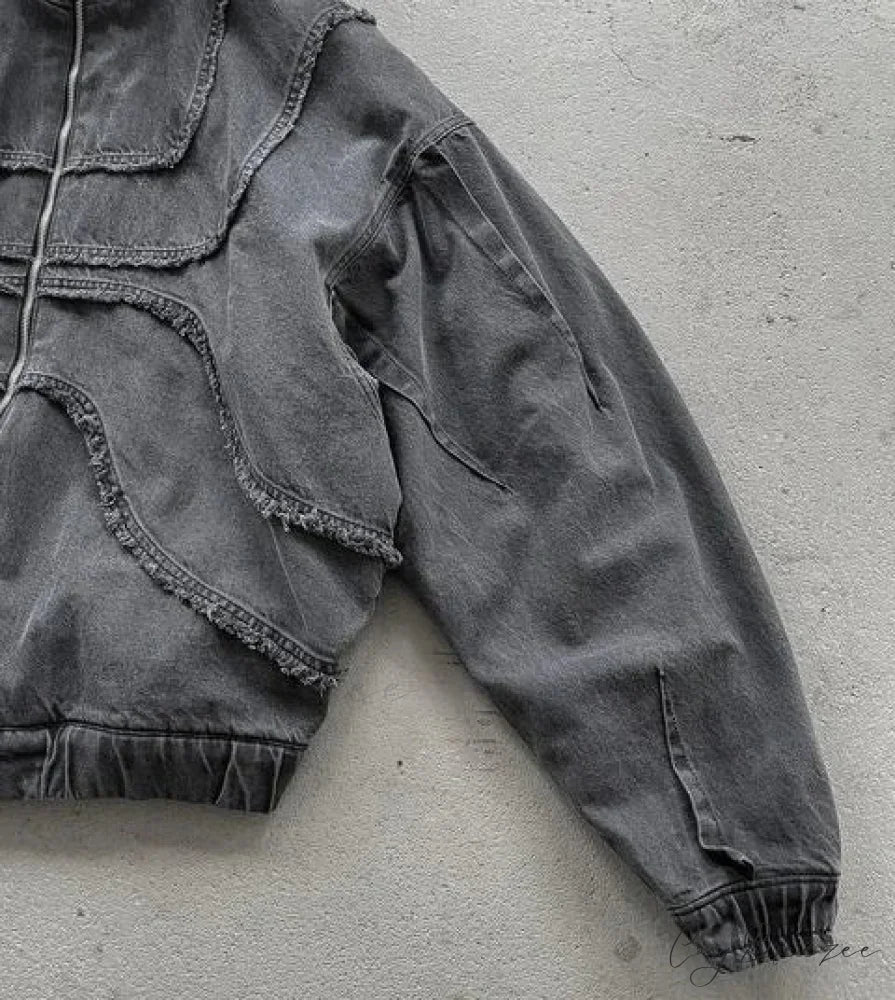 Gothic Punk Washed Zipper Hoodie hoodies-241228