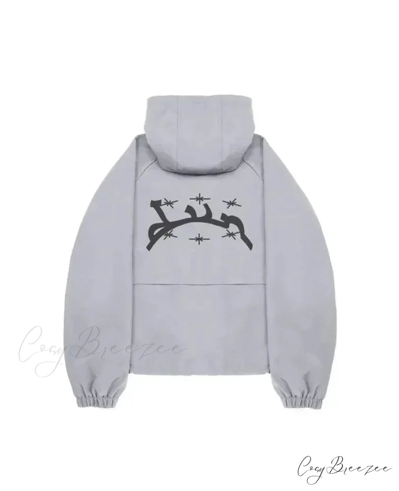 Gothic Punk Washed Zipper Hoodie white 2 / S hoodies-241228