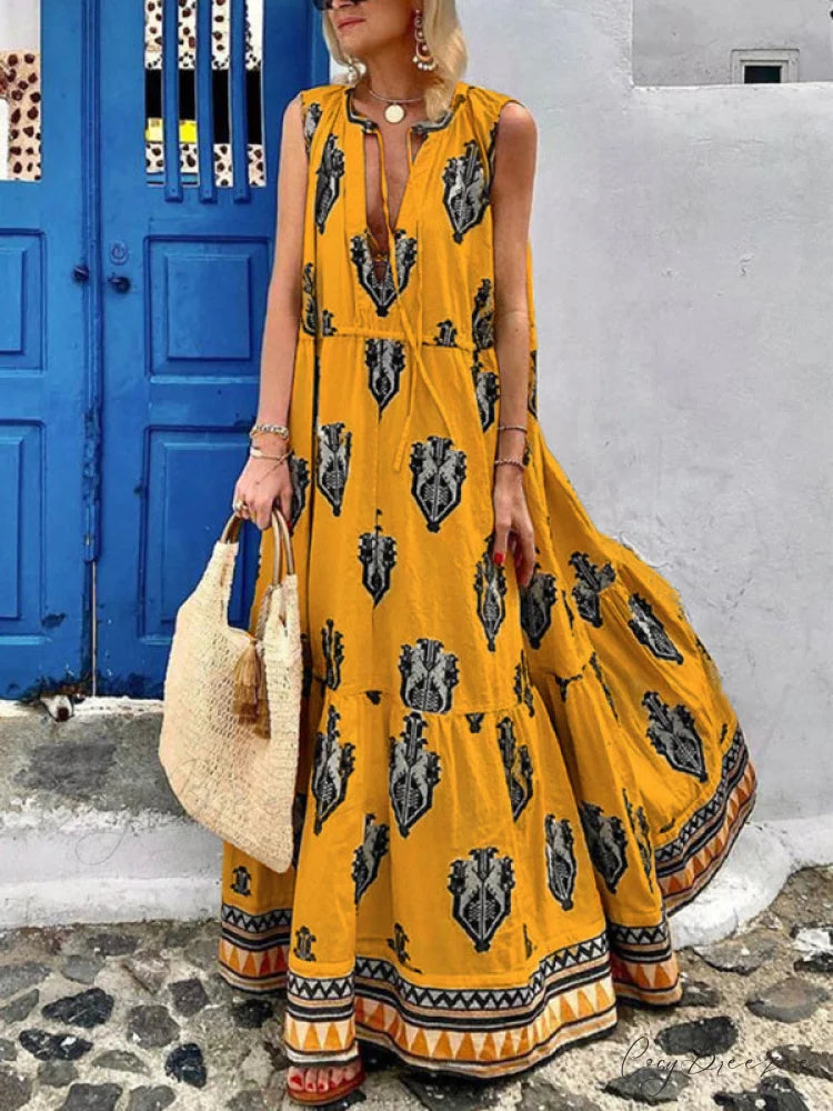 Gown for Design Full-Length Sleeveless Bohemian Women