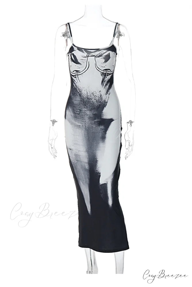 Gradient Black Bodycon Cami Dress