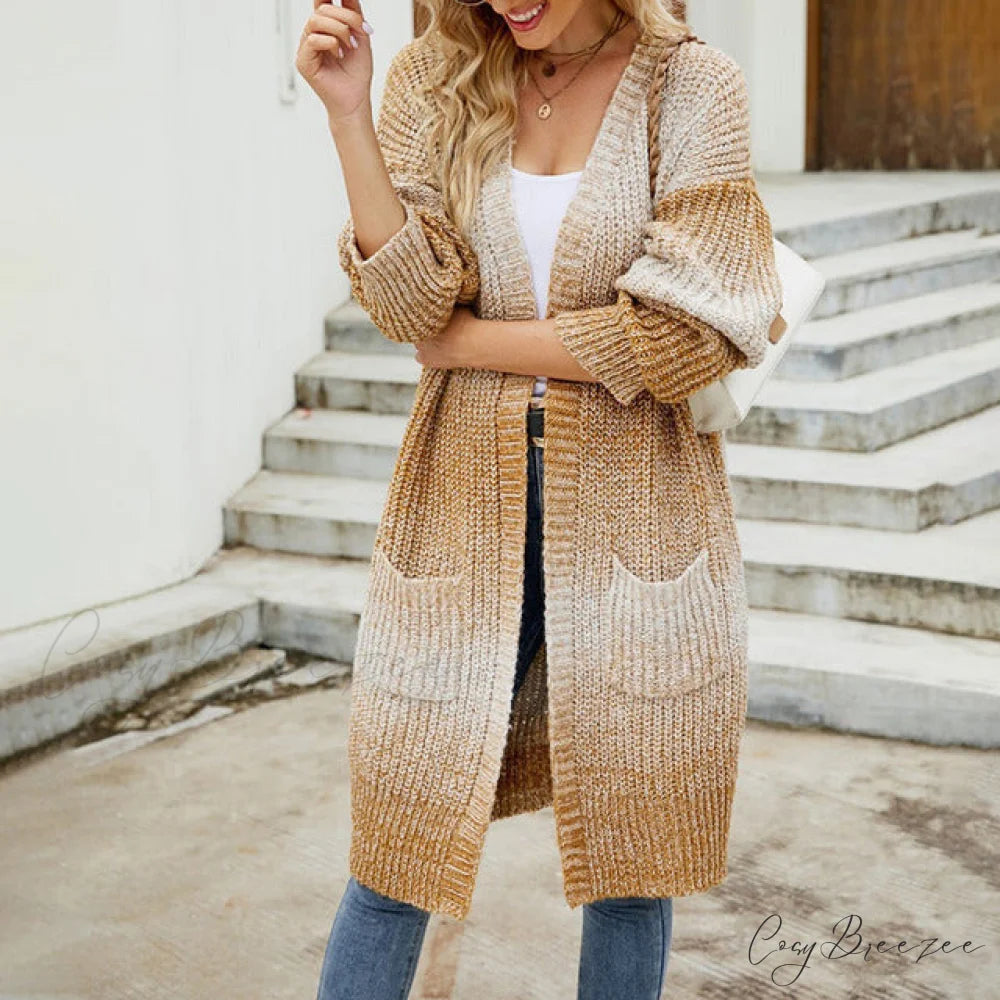 Gradient Knitted Cardigan Khaki / S