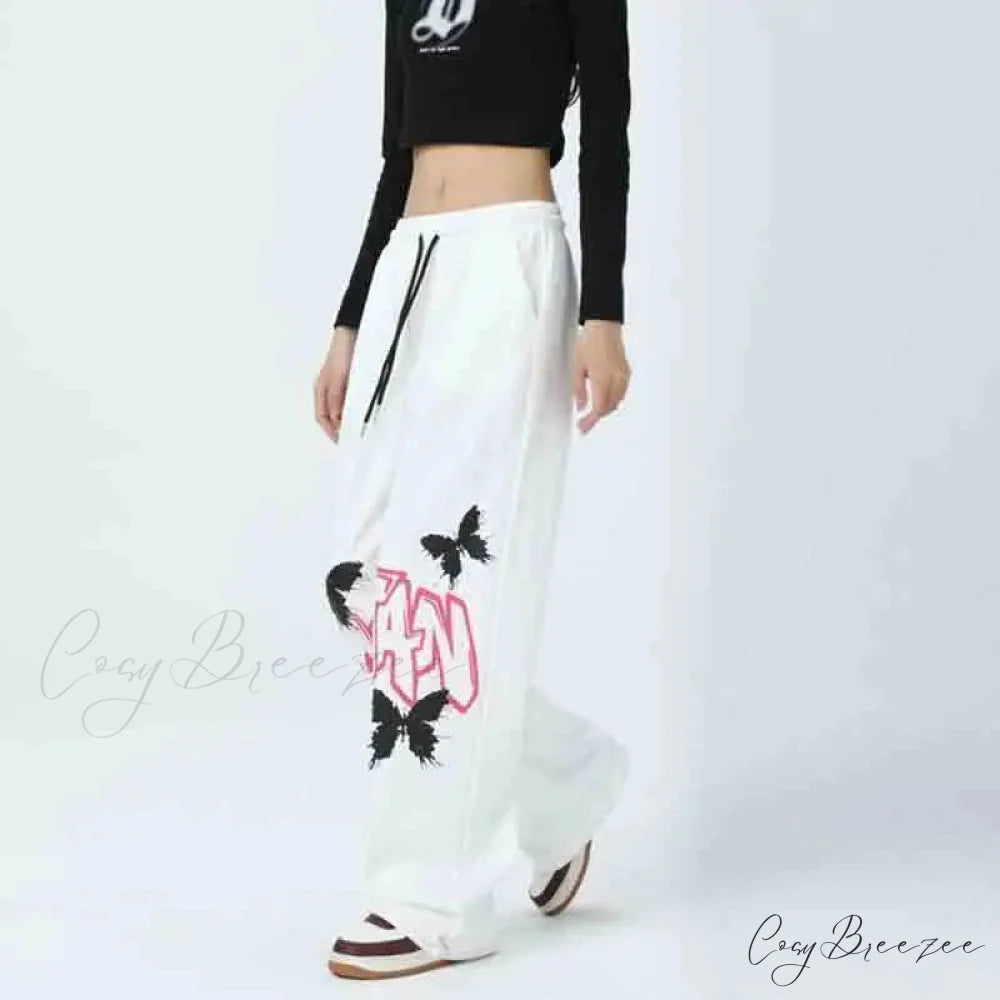 Graffiti Butterfly Print Hip Hop Pants pants-241228