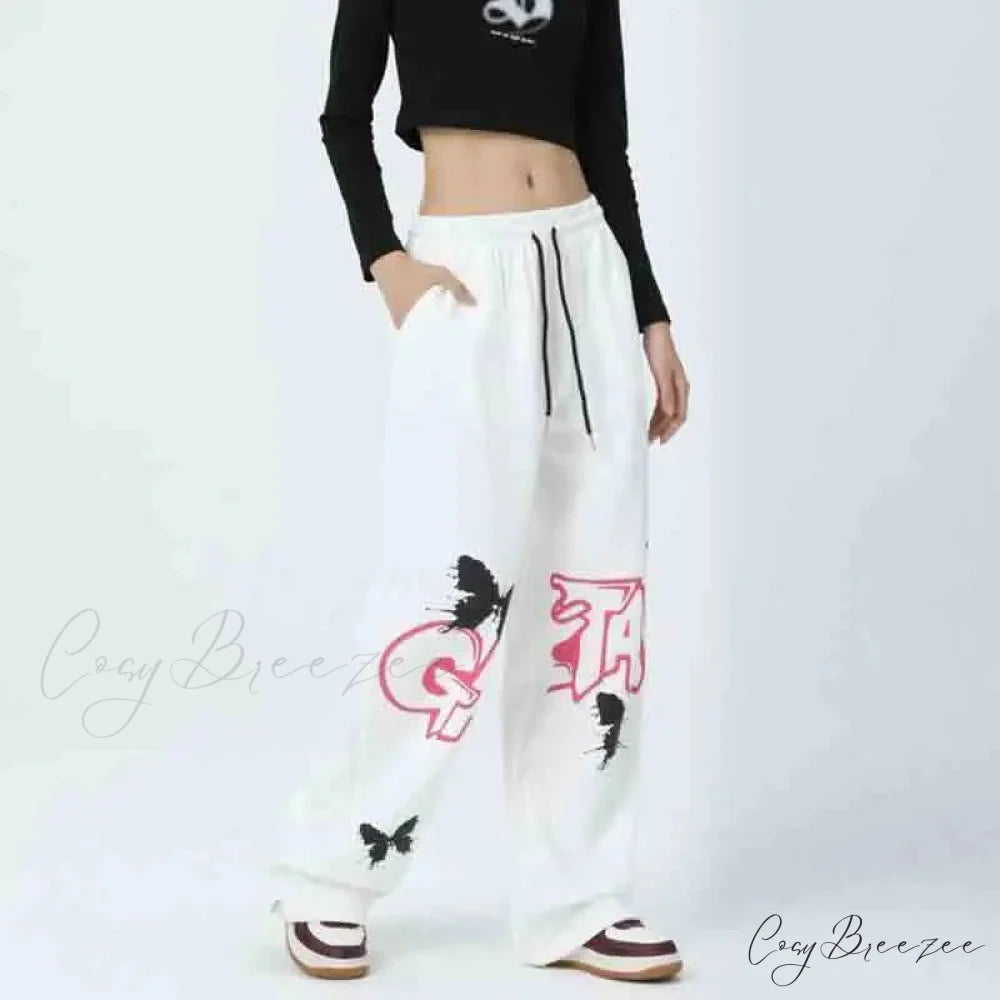 Graffiti Butterfly Print Hip Hop Pants pants-241228