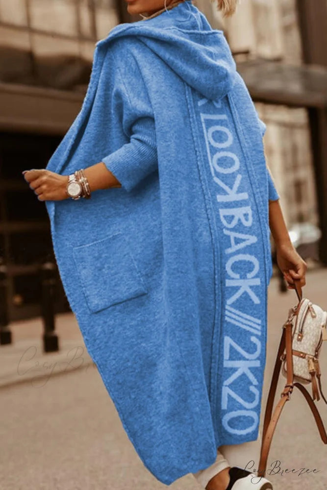 Graphic Hooded Cardigan Blue / S