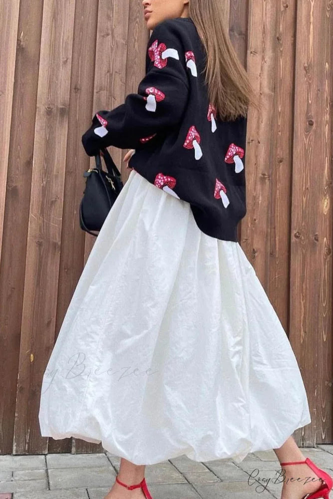 Graphic Mushroom Pullover Sweater