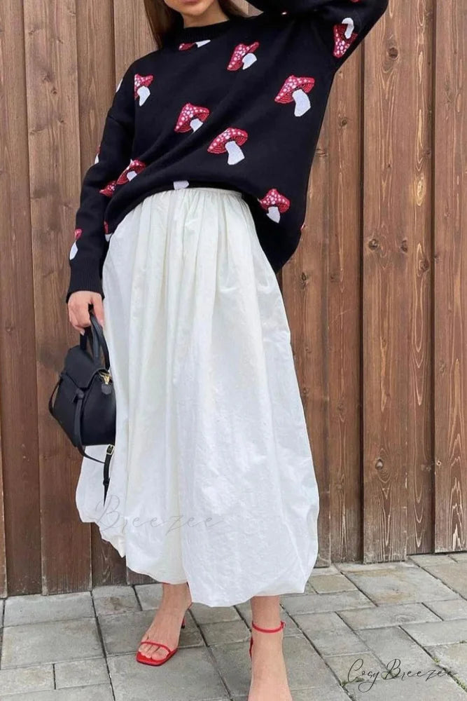 Graphic Mushroom Pullover Sweater