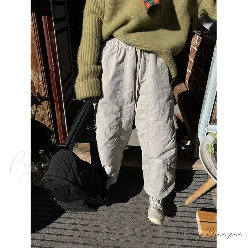 Gray Brushed Winter Korean Fashion Pants Gray / S pants-241228
