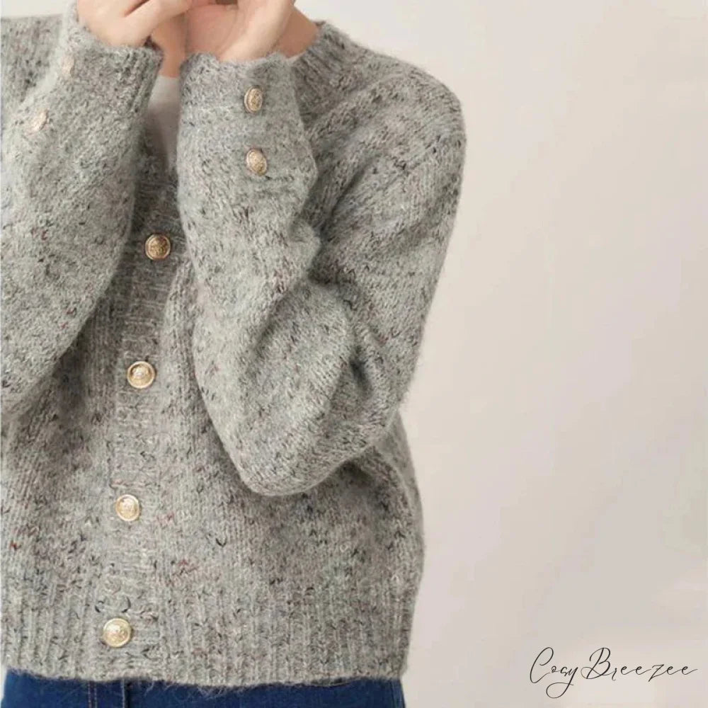 Gray Elegant O-neck Button Cardigan GRAY / One Size cardigans-241228