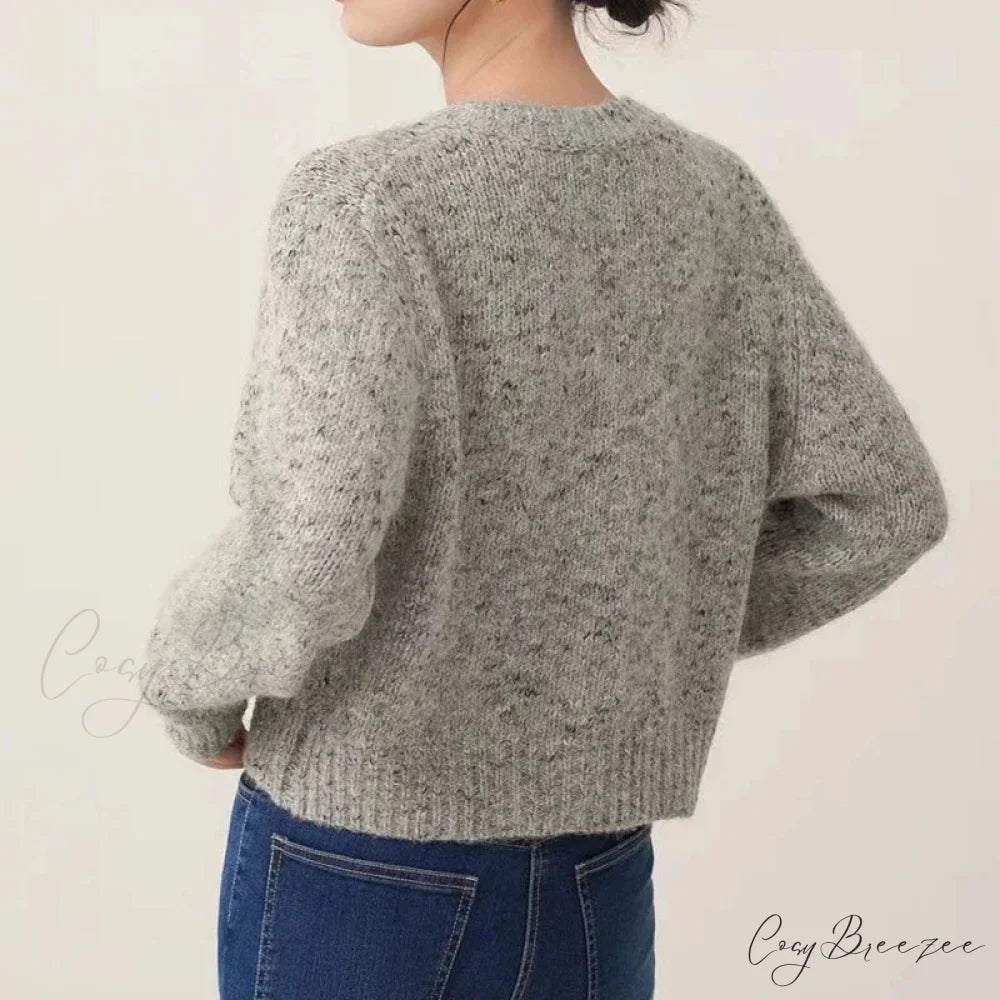 Gray Elegant O-neck Button Cardigan GRAY / One Size cardigans-241228