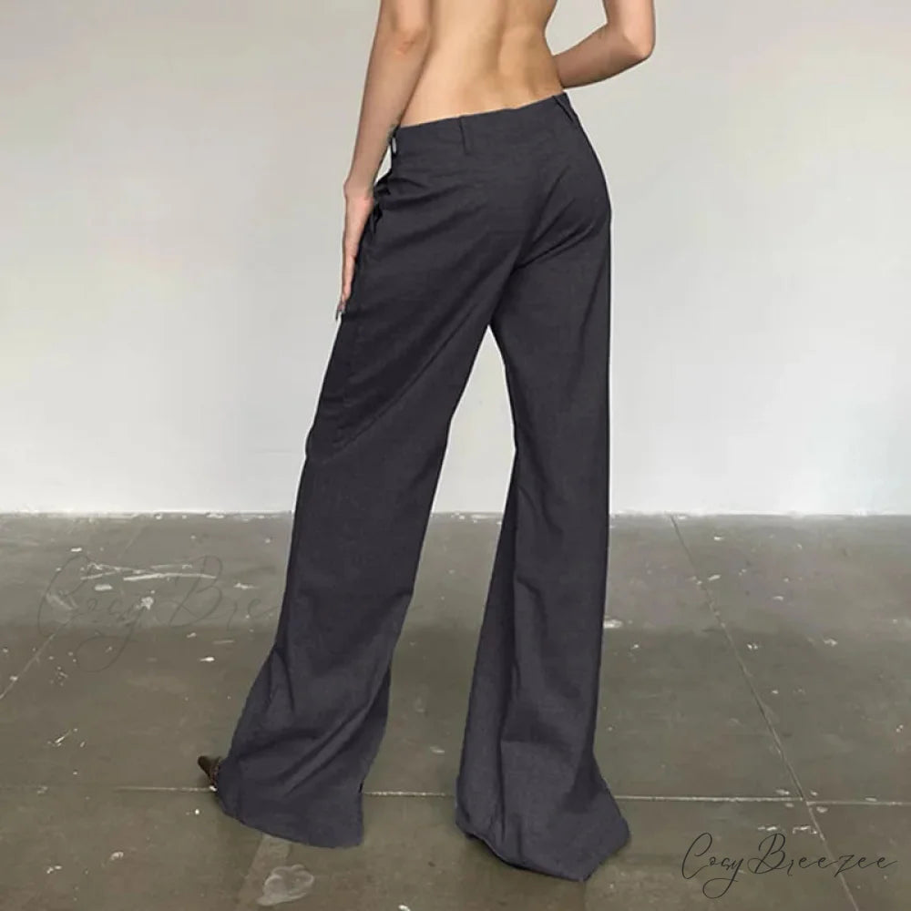 Gray Flared Palazzo Wide Leg Pants pants-241228