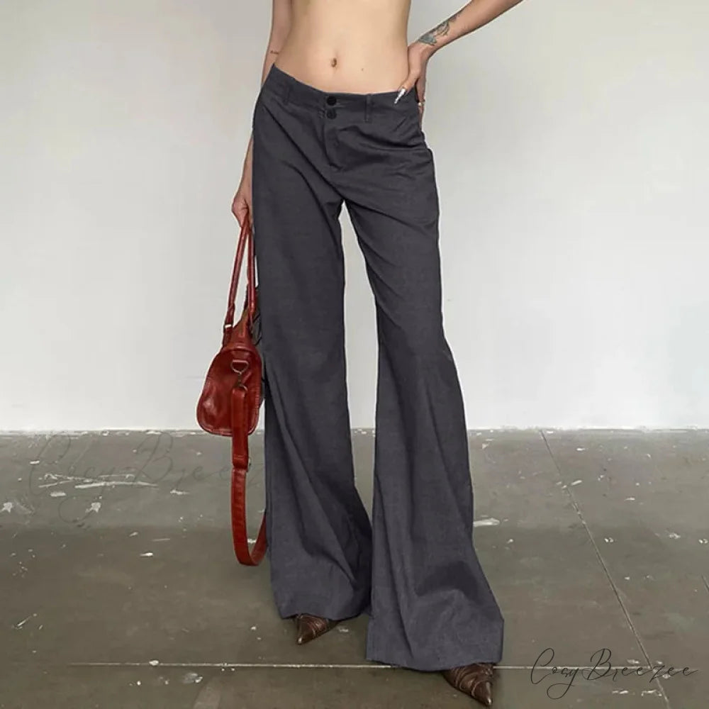 Gray Flared Palazzo Wide Leg Pants pants-241228