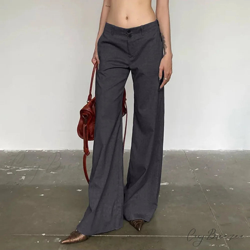Gray Flared Palazzo Wide Leg Pants pants-241228