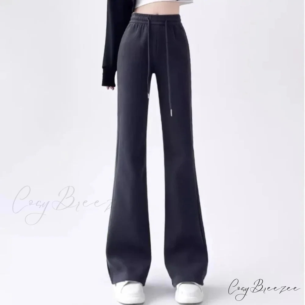 Gray High Waist Flared Sweatpants Pants pants-241228